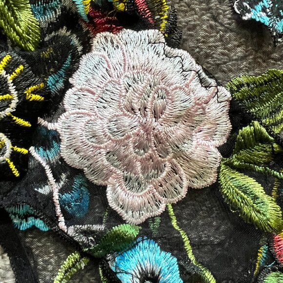 Rose & Feather Wild Thing Bodysuit Sheer Embroidered Floral Black Lingerie | S - Picture 9 of 14